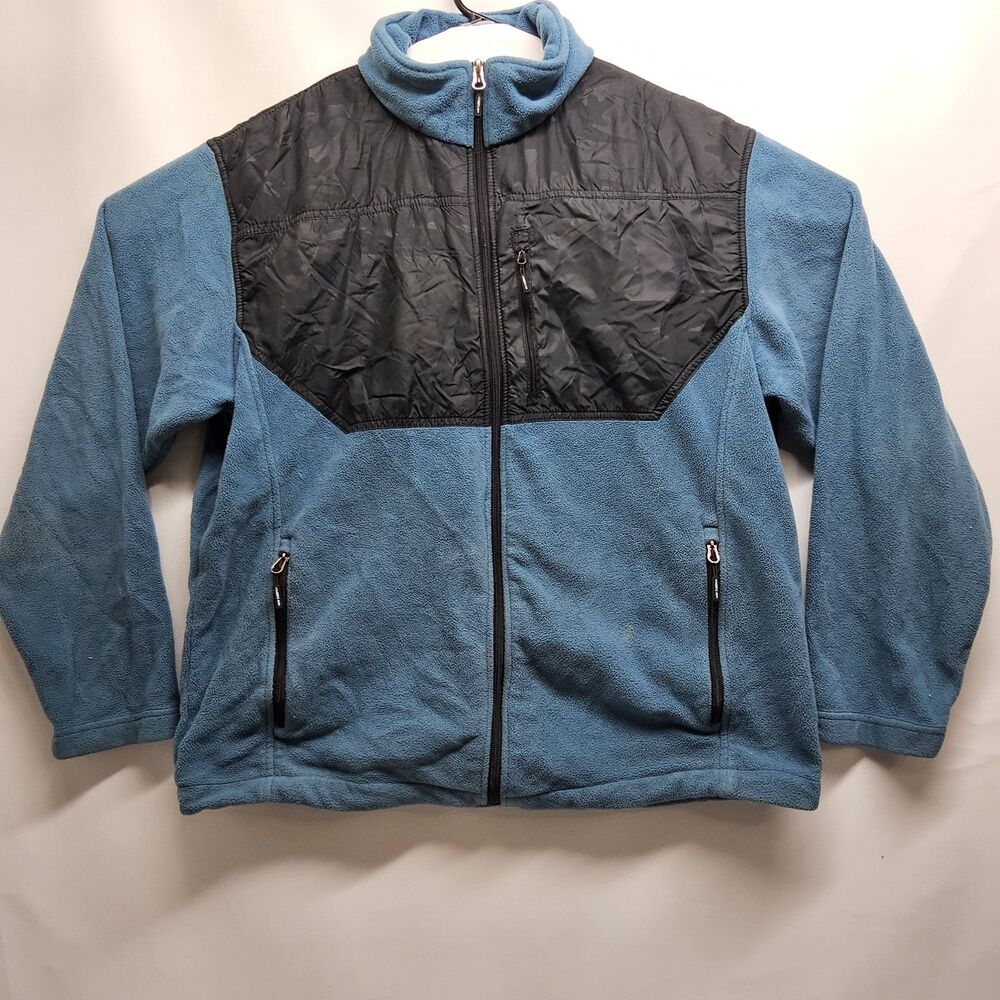 New Balance Fleece Jacket Men’s XL Blue Black Full Zip 100% Polyester Vietnam